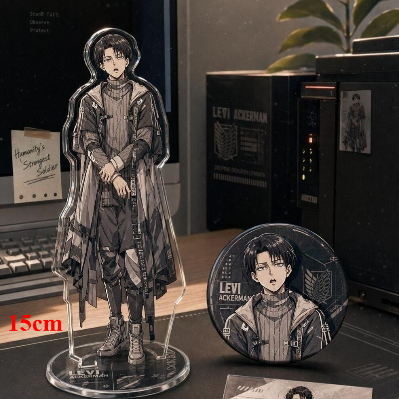 Windbreaker Anime Merchandise - Levi Ackerman Acryl Stand Figuur Badge